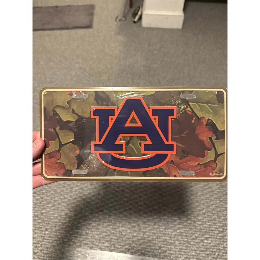 Auburn Tigers Logo Metal Car Tag License Plate - Color Camo Pattern‎ Brand New